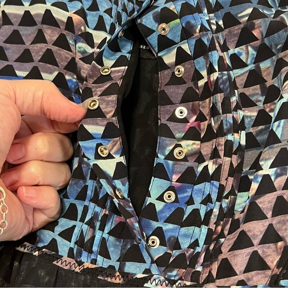 Proenza Schouler Silk Cami Mini Dress Abstract Geometric Multicolor 4 Snap Front - Picture 13 of 16